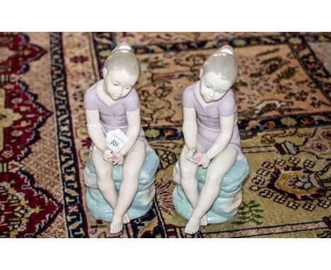 ( 2 ) Nao Lady Figures. Full Stamps to Bases. Approx Size 12 Inches High. Both Figures are Identical. 