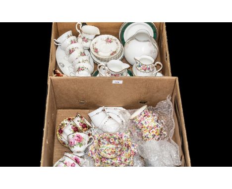 Collection of Porcelain, comprising Shelley S2091 set of two cups, saucers and side plates, Royal Albert 'Old Country Roses' 