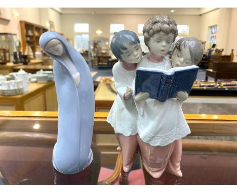 Lladro Religious Figurines. Comprises 1/ The Virgin Madonna, Model No 010.04534. 2/ Boys Choir. Model No 06203. Both In Good 