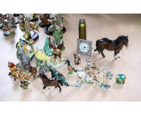 Collection of Porcelain &amp; Ceramic Figures, including Eagles, Owls, Robins, pair of Goebel Owls, Sylvac Rabbits, Budgie, K