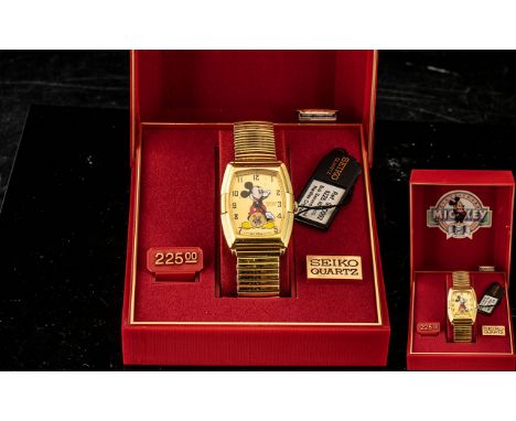 Mickey Mouse Interest. Limited Edition Vintage Seiko Quartz Mickey Mouse Watch. Model No 873737, Base Metal / Steel Back. Com