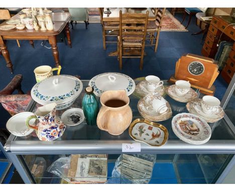 A Collection of Items to include an Art Deco mantle clock, Crown Devon Widdicombe Fair tankard, Ridgeway Ironstone tureens, M