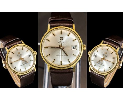 Tissot Visodate Automatic Seastar Seven Gents 18ct Gold Plated Wrist Watch circa 1960's movement automatic cal 784-2 manual w
