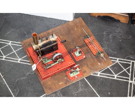 Model Steam Engine, mounted on a wooden board, measures 18" square.