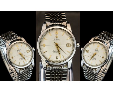 Omega Automatic Seamaster Calendar Steel Cased Gent's 1950's Mechanical Wind Wrist Watch.  Number to lugs 556.  Features date