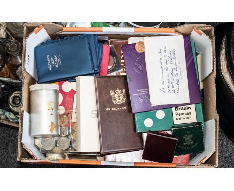 A Box Containing A Collection Of Collectable Coins to include, Britains First Decimal Coins, Coinage of the British Virgin Is