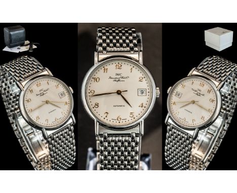 Gents IWC Portofino Automatic Wristwatch, Ref. 3513-017. Silvered Dial With Arabic Numerals And Date Aperture, Stainless Stee