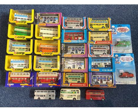 A Collection of Model Buses to include, K-15 Super Kings, Dinky Die Cast Routemaster bus, Matchbox The Royal Wedding, Corgi B