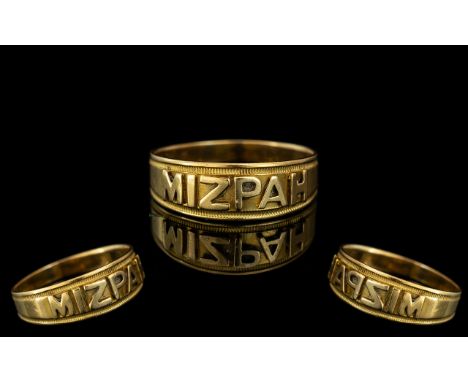 18ct Gold Mizpah Ring, fully hallmarked.  Ring size R.