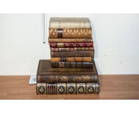 A Collection Of 10 Antique Books Mostly Leather Quarter Bound,Titles to include, The Application Of Physical Forces By Amende