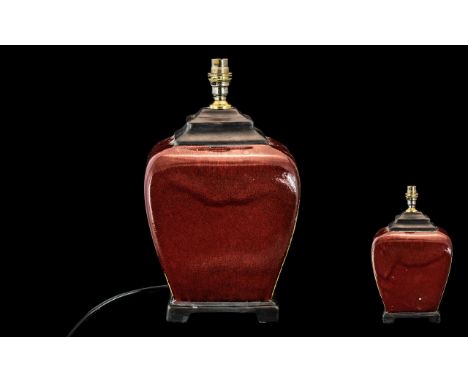 Antique Chinese Sang De Beouf Vase Turned Lamp, superb colour.  Height 13".  In good order.