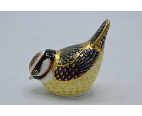 Royal Crown Derby paperweight Blue Tit, first quality with gold stopper.  In good condition with no obvious damage or restora