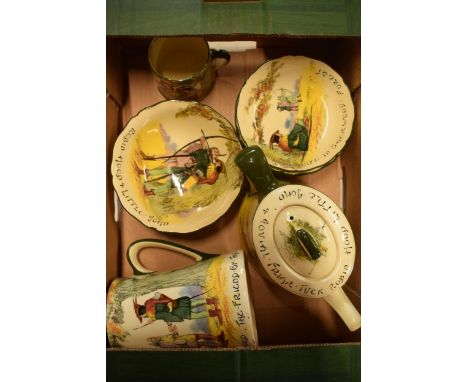 A collection of Royal Doulton Under The Greenwood seriesware items to include a jug, a teapot (lid af), a bowl, a mug and sma