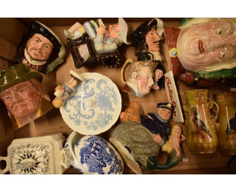 A mixed collection of pottery to include large Beswick character jug Sairey Gamp and others, Wedgwood, Goebel figure (af), Ro