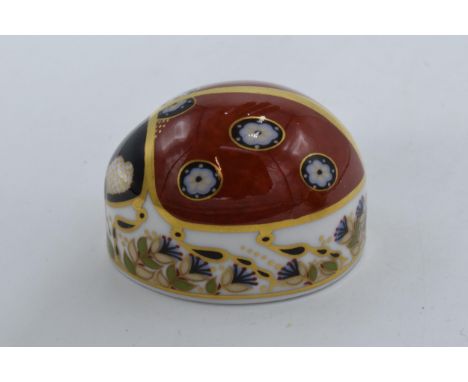 Royal Crown Derby paperweight red ladybird with 7 spots. First quality with gold stopper.  In good condition with no obvious 