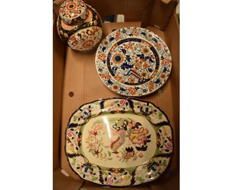A collection of quality Ashworth and then Masons ironstone pottery to include chargers, plates and a ginger jar (Qty).  Condi
