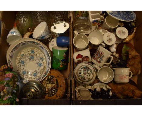 A mixed collection of items to include pottery, tea ware, figures, modern mantle clock etc (Qty). Collection only.  