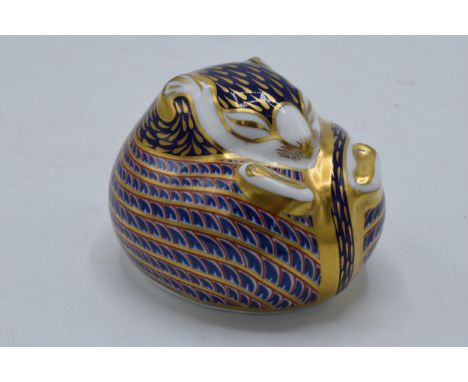 Royal Crown Derby paperweight Imari Dormouse, first quality with gold stopper.  In good condition with no obvious damage or r