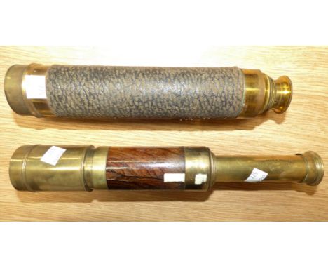 A 19th century 4-draw brass telescope by Carpenter and Westley; and another