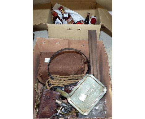 A pair of vintage headphones and other collectables including a Mills 75 model aircraft engine