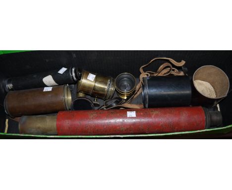 A 19th century telescope (a.f.); a modern telescope; 2 lenses; other accessories