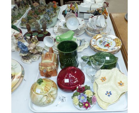 Two Capodimonte tramps, a Carltonware dish, a Royal Standard bone china teaset, limited edition plates with rack etc