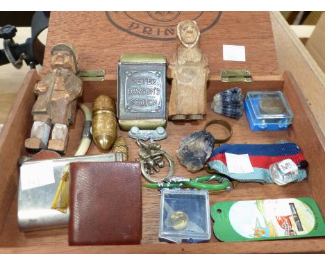 A Peter Dawson's Scotch Whiskey tinplate Vesta; a group of other collectables