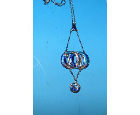 A Charles Horner enamelled silver pendant, Chester hallmark (some damage to enamel)