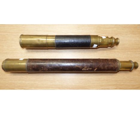 A 19th century brass naval telescope, Day or Night by Wm. White, Hull; another 2 draw telescope