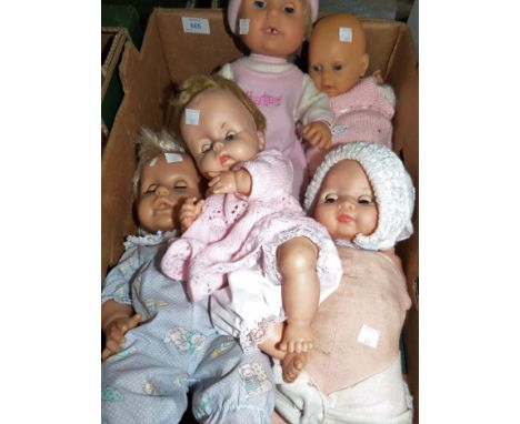 Two Chiltern baby dolls, one with cloth body; 3 similar dolls