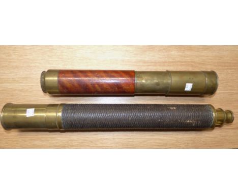 A ryme Trade Mark brass naval telescope; and another