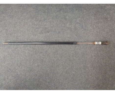 A circa 19th Century Anglo-Indian sword stick with horn handle, lion mask knop, blade stamped "India"