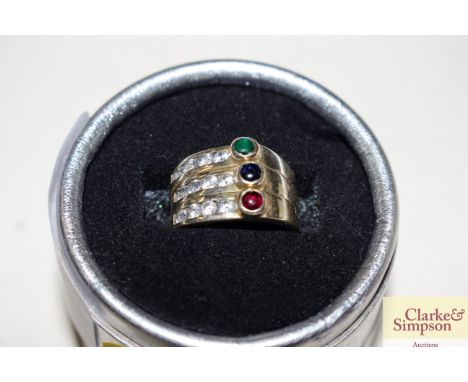 A yellow metal 585 triple ring, 7gms 