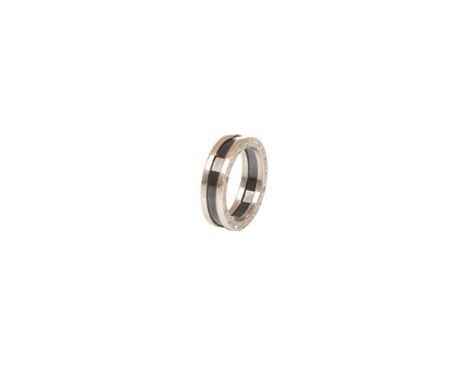 Anello Bulgari  a fascia Save the Children in argento 925 e ceramica nera.  misura 20