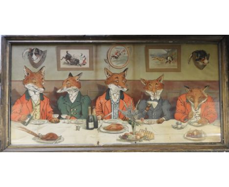 AFTER HARRY B.NEILSON MR FOX'S HUNT BREAKFAST ON XMAS DAY COLOURED PRINT 
