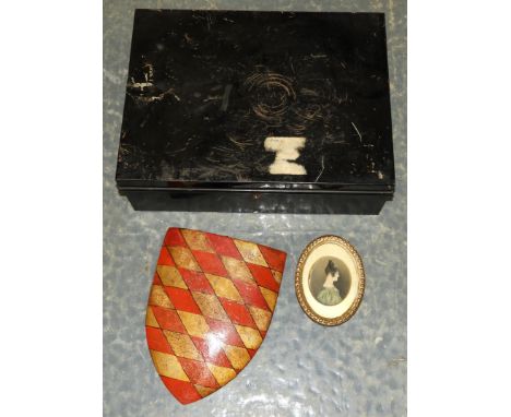 DEED BOX, SHIELD & PORTRAIT MINIATURE 