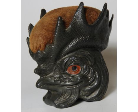 METAL COCKEREL HEAD PIN CUSHION 