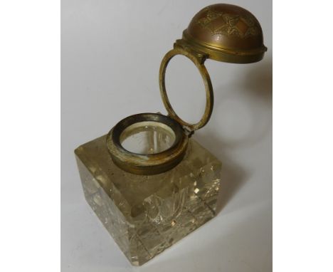 GLASS DESK INKWELL 