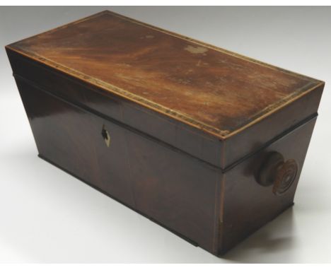 MAHOGANY TEA CADDY WITH FITTED INTERIOR 