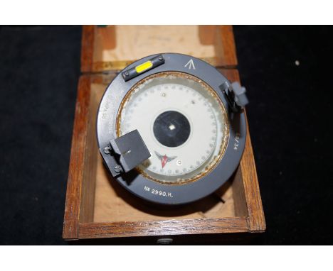 War Department issue landing compass, with crows foot, cased