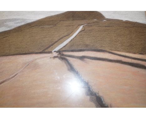 Derek Wilkinson signed pastel, moorland scene, 45cm x 60cm, dated 1970 