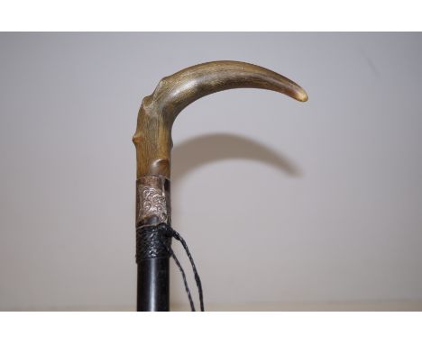 Silver mounted antler walking stick