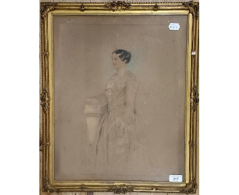 English school, 19th century, a portrait of a Lady, pastel, 45 cm x 26 cm 