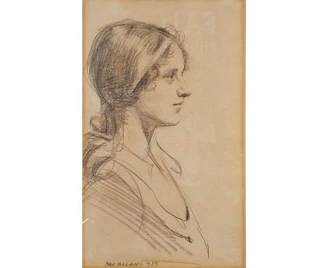 Arthur Royce Bradbury (British 1892-1977), portrait of a lady, charcoal, signed, 20 x 12 cm 