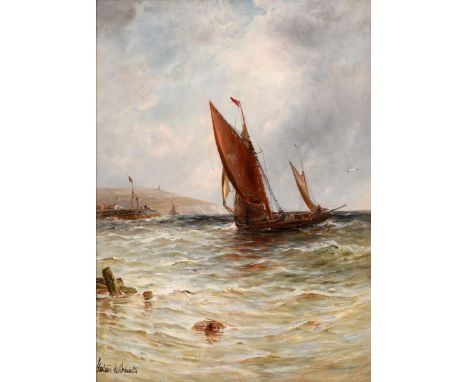 Gustave De Breanski (1856-1898), seascape, oil on canvas, signed, 68 x 49 cm, Swan Gallery label versoVarious visible repairs