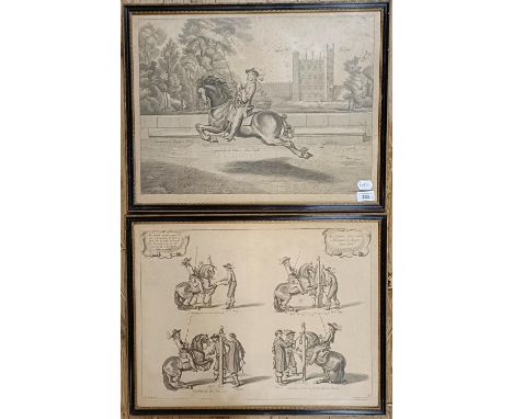 A set of four 18th century French prints, horse training, 42 x 55 cm (4)Heavily foxed 