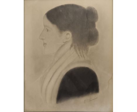 G C Ernest, portrait of a woman, charcoal, signed, 38 x 28 cmPossibly American, the deceased owner did collect American antiq