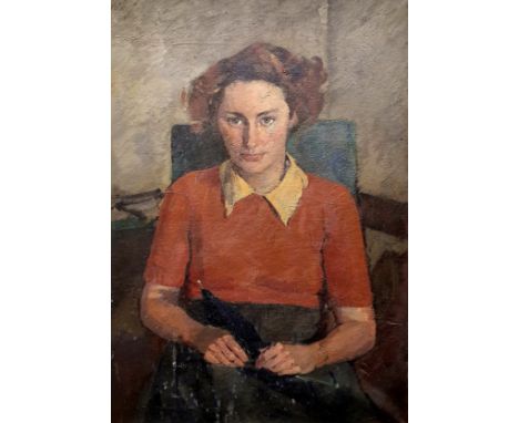 David Bell, portrait of the artist's wife Megan Bell, oil on canvas, signed,  71 x 50 cm, together with exhibition catalogueS