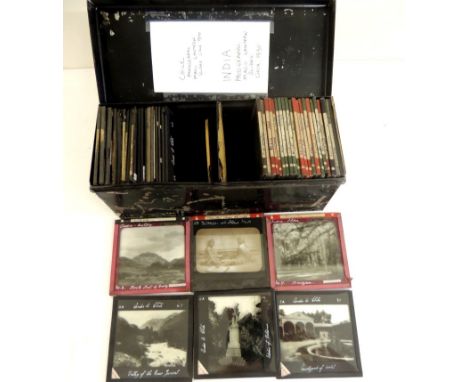 Magic lantern slides - a quantity of photographic individual slides, some hand tinted, of Chile and India (24 India 21 Chile)