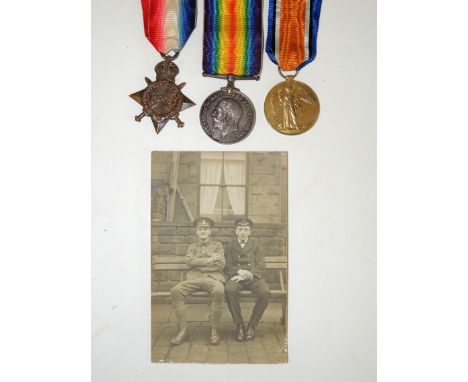 WWI Trio named to 11964 Pte J K Nox W Rid R (star) and 11964 A Cpl J Knox W Rid R (WM VM) together with a photograph
